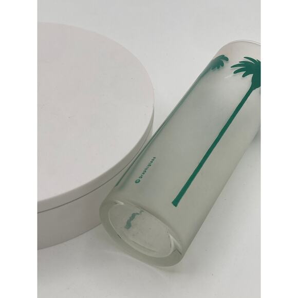 Palm Tree Frosted Glass Tumbler – Mid-Century Modern by GraphiGlass - Picture 4 of 4